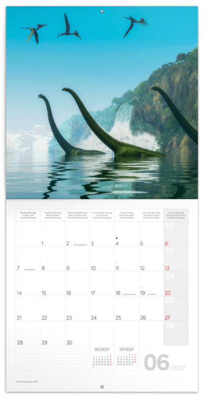 NOTIQUE Grid calendar Dinosaurs 2027, 30 x 30 cm 1