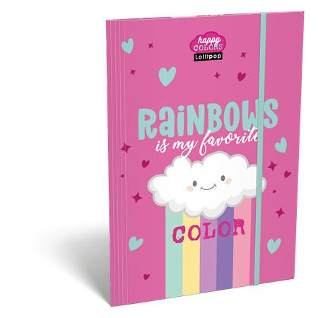 Doska s gumičkou, kartón, A4, LIZZYSULI, "Lollipop Rainbow" 1