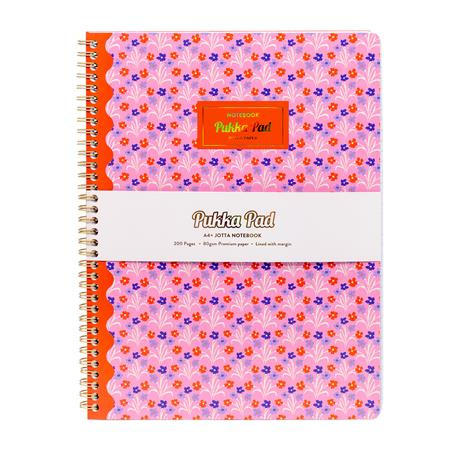 Špirálový zošit, A4+, linajkový, 100 listov, PUKKA PAD "Floral Jotta Notebook", mix 4