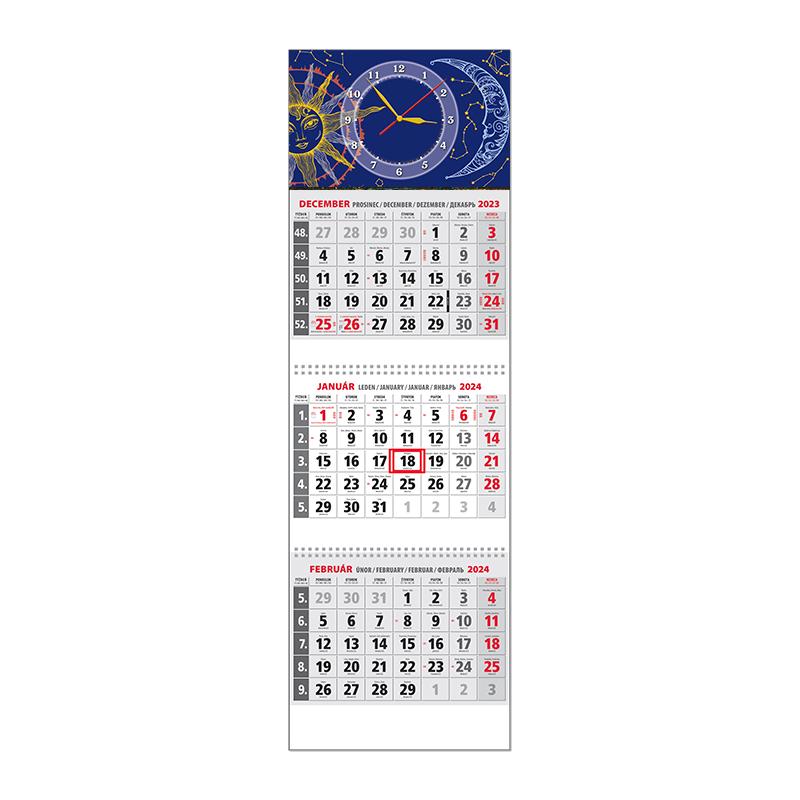 Plánovací kalendár KLASIK 3M sivý 2024  Hodinky QK