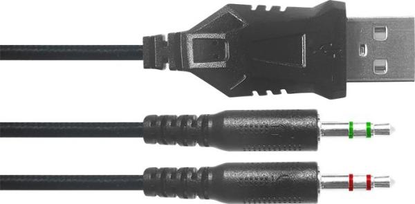 Náhlavné slúchadlá, drôtové, gaming, 2x3.5 mm jack + USB-A, SPEEDLINK "Voltor LED", čierna