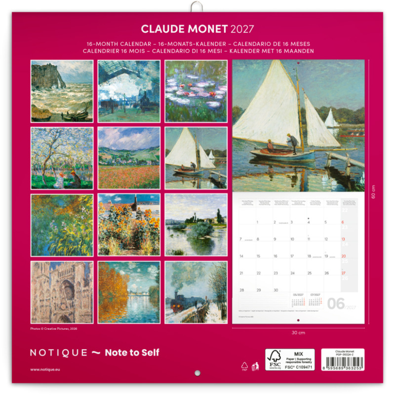 NOTIQUE Grid calendar Claude Monet 2027, 30 x 30 cm 14