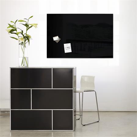 Magnetická sklenená tabuľa, 60x40 cm, SIGEL "Artverum® ", čierna