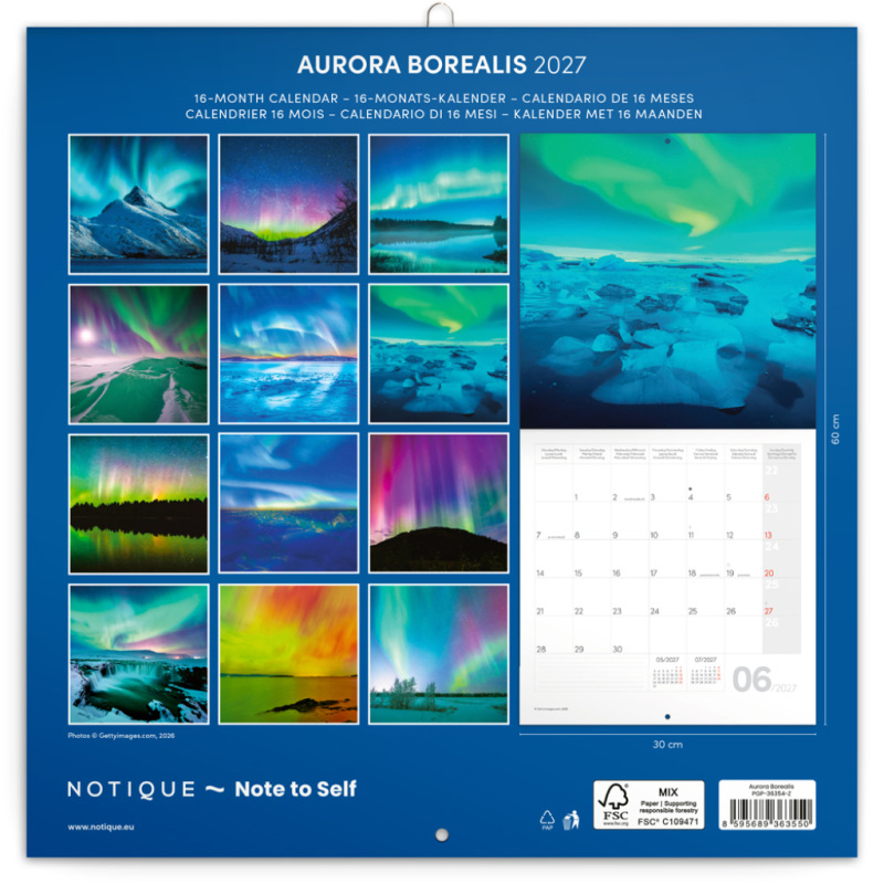 NOTIQUE Grid calendar Aurora Borealis 2027, 30 x 30 cm 14