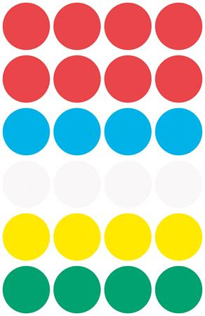 Etikety, okrúhle, priemer: 18 mm, AVERY ZWECKFORM, 5 rôznych farieb, 96 etikiet/bal 4