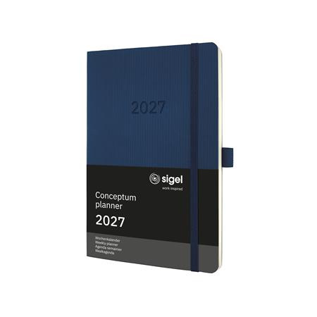 Diár, A5, týždenný, 2027, mäkká obálka, SIGEL "Conceptum", tmavomodrý 2