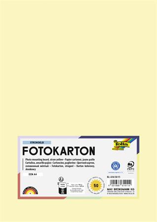 Dekoračný kartón, 2 stranný, A4, 300 g, 50 listov, FOLIA, slamovo žltý