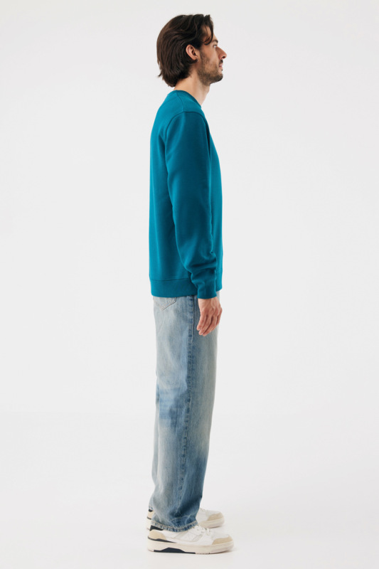 IQONIQ Toria Unisex mikina s okrúhl. výstrihom z rec. bavlny dark teal XXS 11