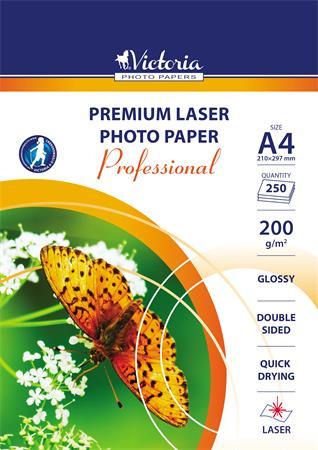 Fotopapier, pre laserovú tlač, A4, 200 g, lesklý, obojstranný, VICTORIA "Professional"