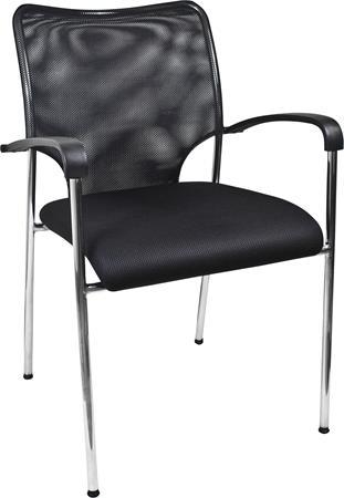 . Konferenčná stolička, čalúnená, chrómová oceľová kostra, "Waltham", čierna