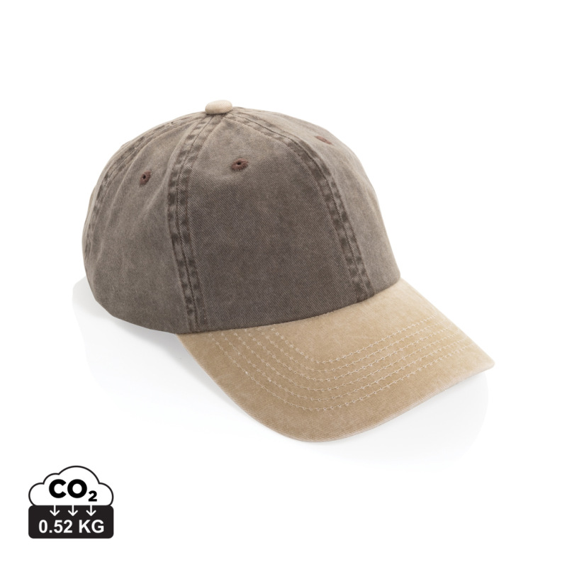 Dvojfarebná šiltovka BEAU AWARE™ Washed, 6 panelov, 270 g/m² hnedá
