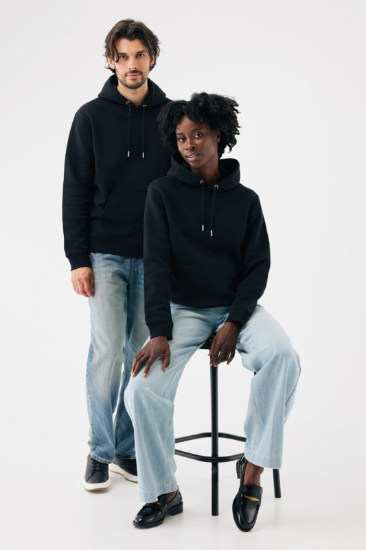 IQONIQ Joshua Unisex mikina s kapucňou z rec. bavlny čierna XS 15