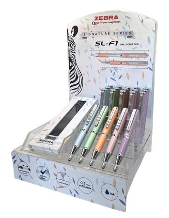 Guľôčkové pero, displej, 0,24, teleskopické, ZEBRA "SL-F1 B", modré, pastelové farby 1