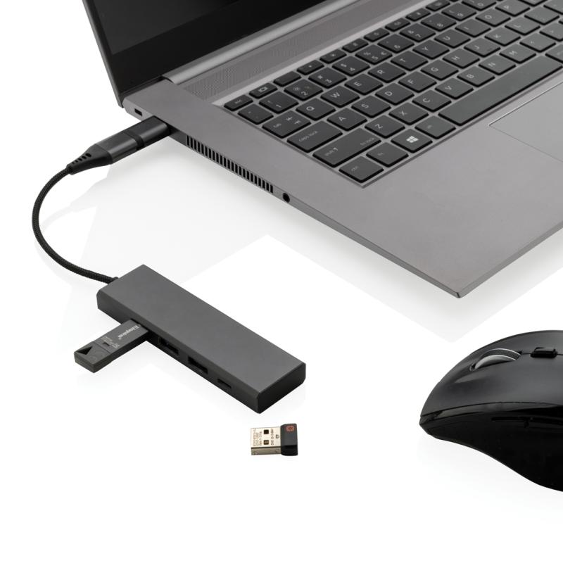 USB rozbočovač Terra z RCS recykl. hliníka sivá 2