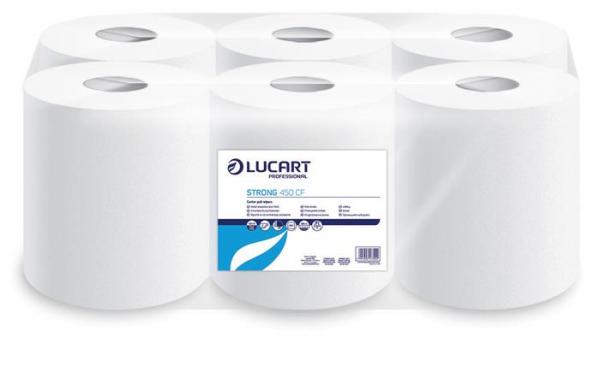 Papierové utierky, kotúčové, vnútorné dávkovanie, 2-vrstvové,  LUCART "Strong 450 CF", opt