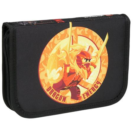Peračník, s chlopňami, na zips, plný, LEGO "Ninjago Dragon Energy", čierny, vzorovaný