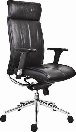 . Manažérska stolička, kožená, podstavec striebornej farby, "Chicago 600 Adj", čierna