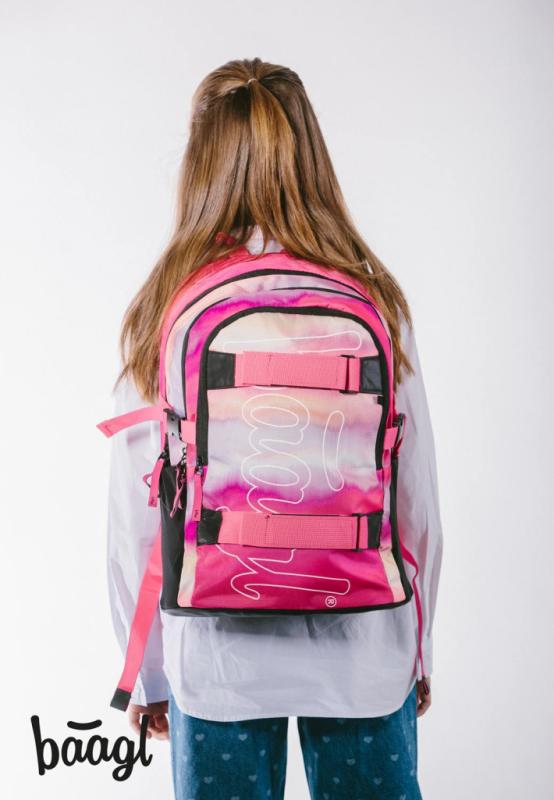 BAAGL Školský batoh Skate Pink Stripes