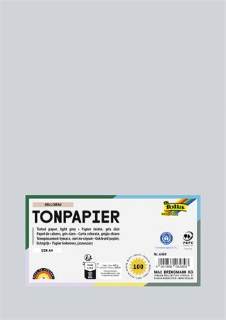 Farebný papier, A4, 130 g, 100 lap, FOLIA, svetlosivý 1