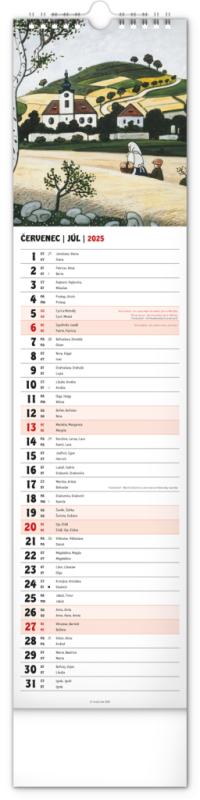 NOTIQUE Nástenný kalendár Josef Lada CZ/SK 2025, 12 x 48 cm