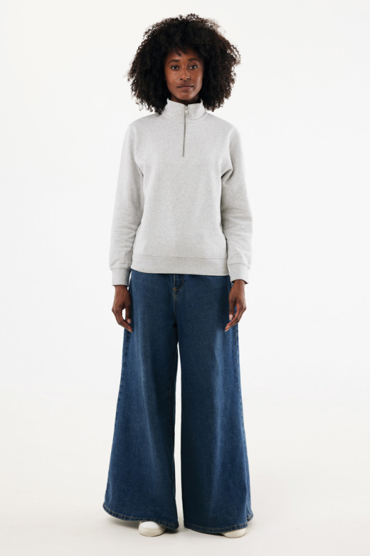 IQONIQ Elgon sveter s krátkym zipsom z recyklovanej bavlny light heather grey XL 10