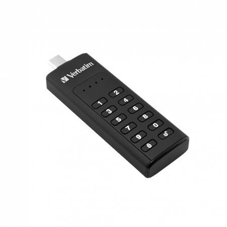 USB kľúč, 32GB, šifrovanie heslom, 160/130Mb/s, USB-C 3.1, VERBATIM "Keypad Secure"