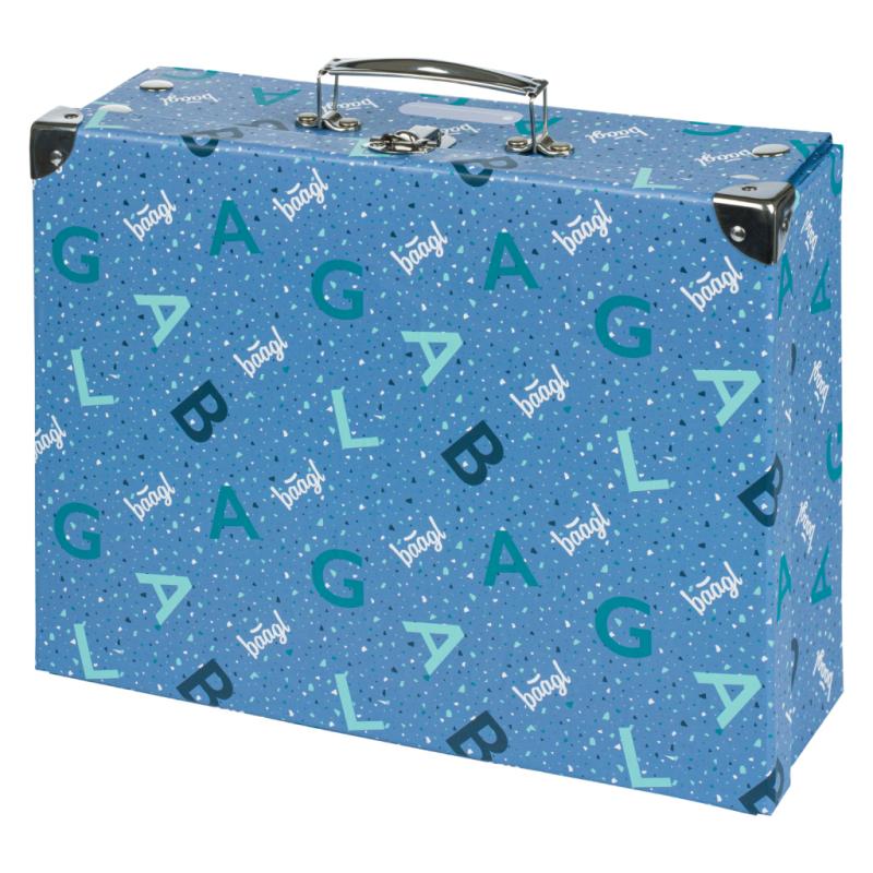 BAAGL Skladací školský kufrík Logo - modrý s kovaním