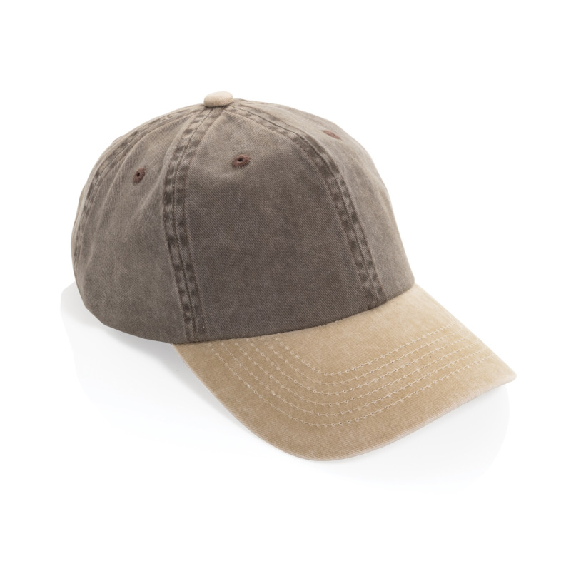 Dvojfarebná šiltovka BEAU AWARE™ Washed, 6 panelov, 270 g/m² hnedá 1