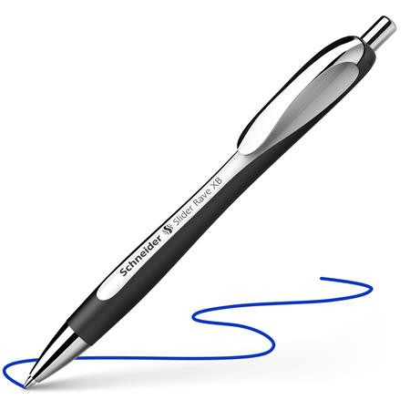 Guľôčkové pero, 0,7 mm, tlačidlové, SCHNEIDER "Slider Rave XB", čierno-biele, modré