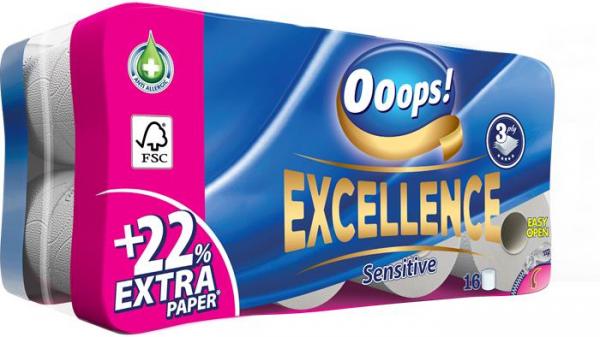 . Toaletný papier, 3-vrstvový, 16 kotúčov, "Ooops! Excellence"