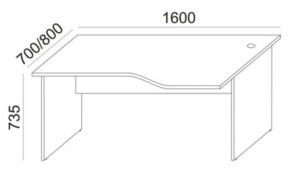 Písací stôl, oblúkový, pravý, s plochými nohami, 160 × 80 cm, MAYAH „Freedom SV-23“, biela 4