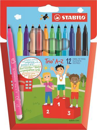 Fixky, sada, 0,7 mm, STABILO "Trio A-Z", 12 rôznych farieb
