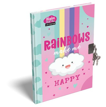 Pamätníček, so zámkom, A5, tvrdá obálka, LIZZYSULI, "Lollipop Rainbow" 1