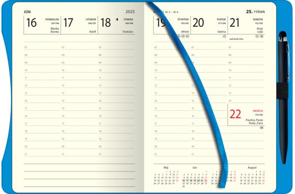 Týždenný diár A5 stĺpcový - SMART BLUE 2025