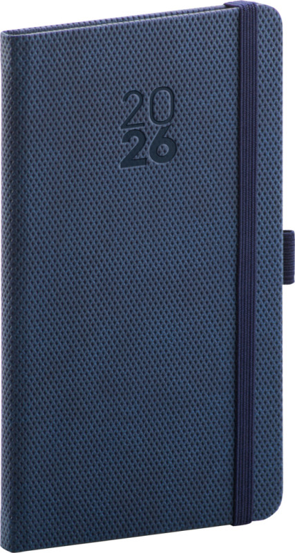 NOTIQUE Vreckový diár Diamante 2026, modrý, 9 x 15,5 cm