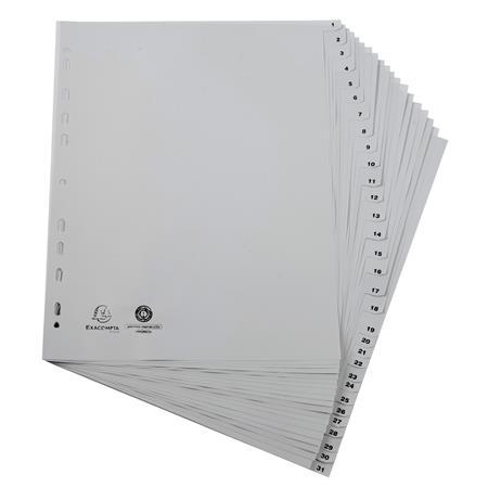 Register, plastový, A4+, 1-31, EXACOMPTA, sivý 2
