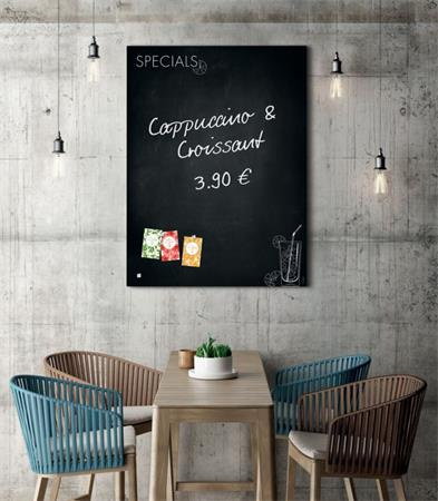 Magnetická sklenená tabuľa, 90x120x1,8 cm, SIGEL "Artverum® ", vzor Happy Hour 2