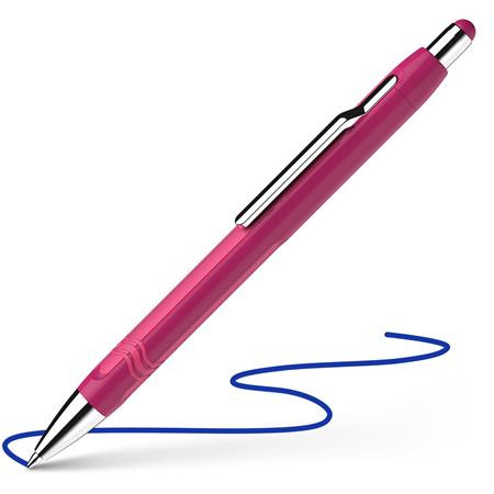 Guľôčkové pero, 0,7 mm, stláčací mechanizmus, ružové telo pera, SCHNEIDER "Epsilon", modré 1