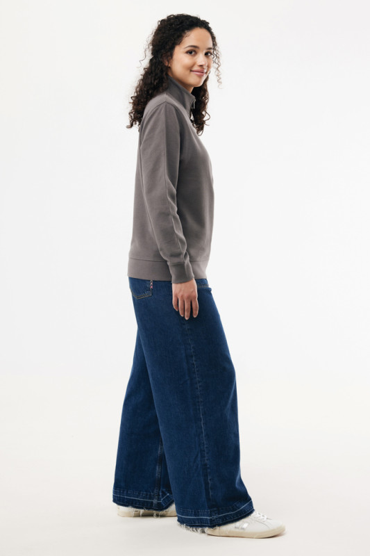 IQONIQ Elgon sveter s krátkym zipsom z recyklovanej bavlny antracitová XXS 11