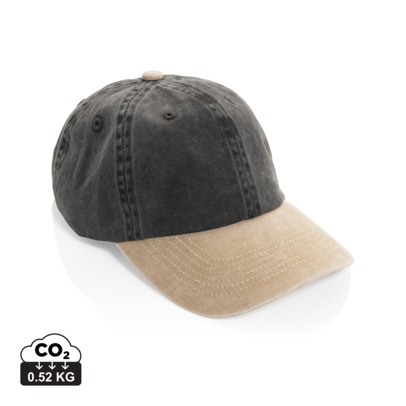 Dvojfarebná šiltovka BEAU AWARE™ Washed, 6 panelov, 270 g/m² čierna