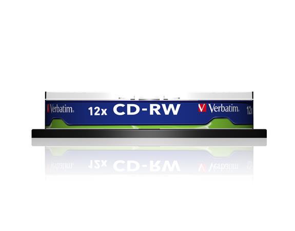 CD-RW disk, prepisovateľný, SERL, 700MB, 8-10x, 10 ks, cake box, VERBATIM