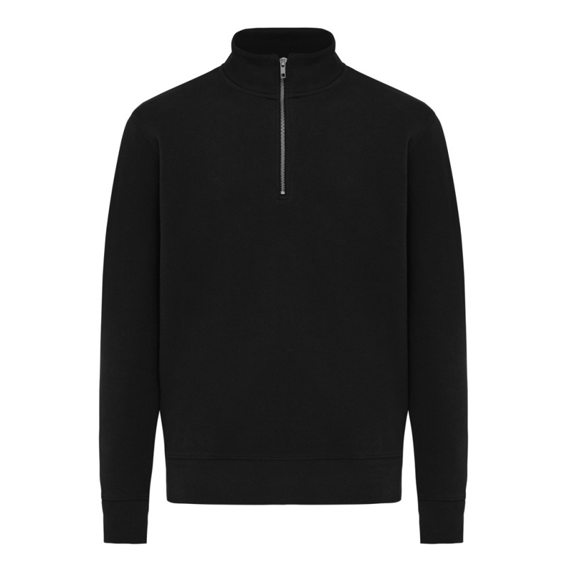 IQONIQ Elgon sveter s krátkym zipsom z recyklovanej bavlny čierna XXS 1