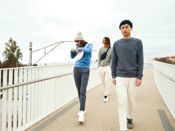 Nefarbená mikina IQONIQ Denali z recykl. bavlny heather blue XXS 19