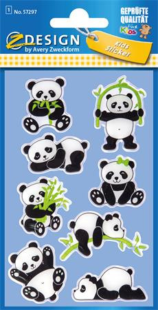 Nálepky, plast, 1 hárok, 76x120 mm, AVERY ZWECKFORM, "Z-Design No.57297", panda 1