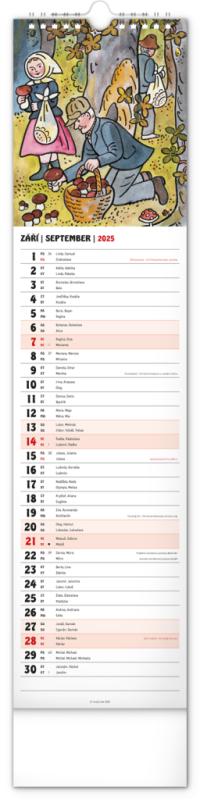 NOTIQUE Nástenný kalendár Josef Lada CZ/SK 2025, 12 x 48 cm