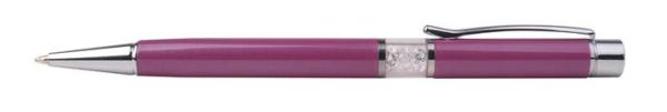 ART CRYSTELLA Guľôčkové pero, Crystals from SWAROVSKI®, fialové, v strede plnené 14 cm bielymi krištáľmi