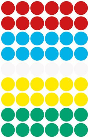 Etikety, okrúhle, 12 mm, AVERY ZWECKFORM, 5 rôznych farieb, 270 etikiet/bal 4