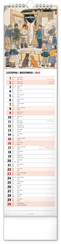 NOTIQUE Nástenný kalendár Josef Lada CZ/SK 2025, 12 x 48 cm