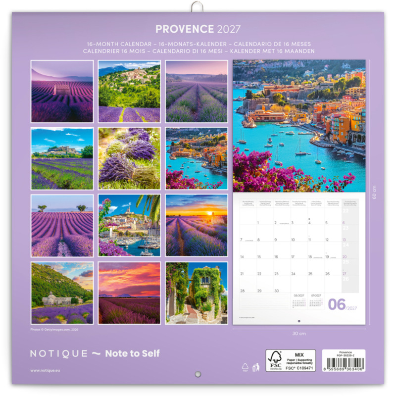 NOTIQUE Grid calendar Provence 2027, 30 x 30 cm 14
