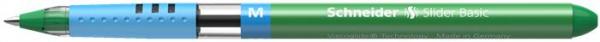 Guľôčkové pero, 0,5 mm, s vrchnákom, SCHNEIDER "Slider M", zelené